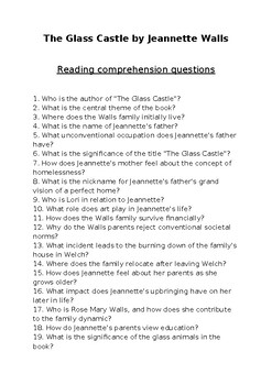 essay questions for the glass castle