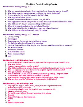 Preview of The Glass Castle - Guided Reading Questions or Quizzes