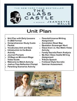 Preview of The Glass Castle Lesson Plans UBD Unit and Activites - Teacher's Bundle