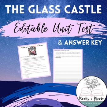 Preview of The Glass Castle Unit Test and Answer Key with Editable Version