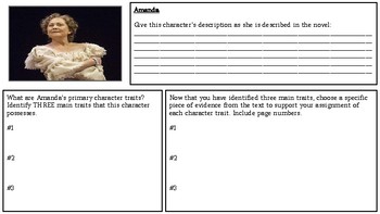 The Glass Menagerie Character Chart Workbook Graphic Organizer Tpt