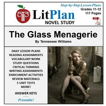 Preview of The Glass Menagerie LitPlan Novel Study Unit, Activities, Questions, Test
