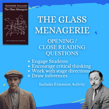 Preview of The Glass Menagerie - Opening Close Reading / Guided Questions