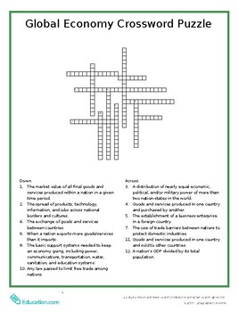 Preview of The Global Economy Crossword Puzzle