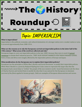 Preview of The Global History Round Up - Imperialism REVIEW SHEET