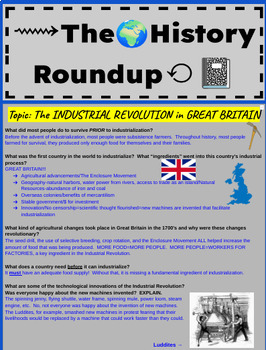 Preview of The Global History Roundup - The Industrial Revolution in Britain REVIEW SHEET