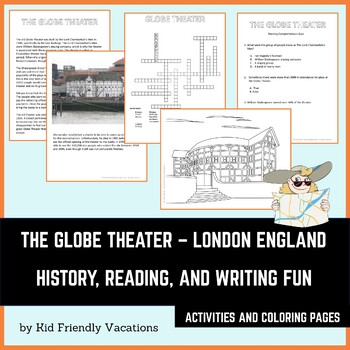 Preview of The Globe Theater - London England - History, Fun Facts, Coloring Page & Puzzle