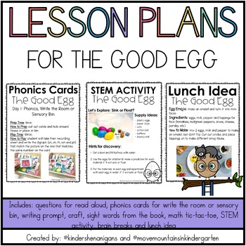 The Good Egg Substitute Lesson Plans by Move Mountains in Kindergarten