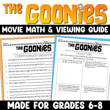 Preview of The Goonies Movie Math and Viewing Guide for Middle School - Goonies Worksheets