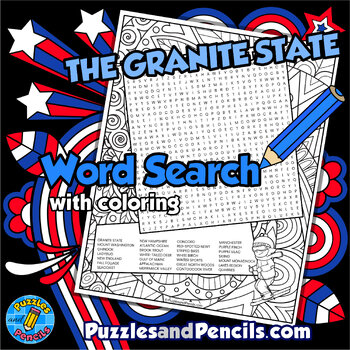 The Granite State Word Search Puzzle with Coloring New Hampshire