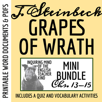 Preview of The Grapes of Wrath Quiz and Vocabulary Games Bundle (Chapters 13, 14, and 15)