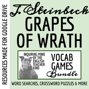 Preview of The Grapes of Wrath by John Steinbeck Vocabulary Games Bundle (Google)
