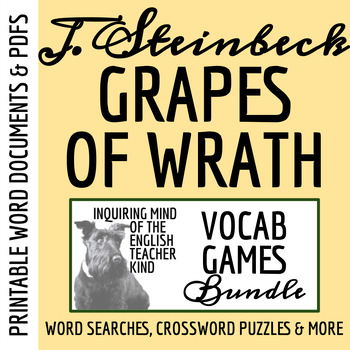 Preview of The Grapes of Wrath by John Steinbeck Vocabulary Games Bundle for High School