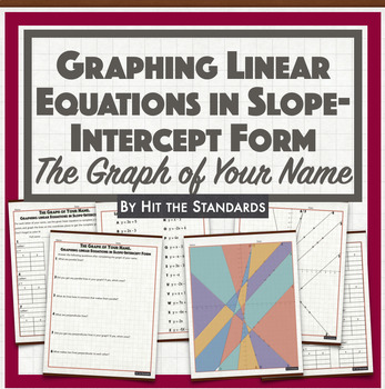 Preview of The Graph of Your Name Graphing Linear Equations Slope-Intercept Form Coloring