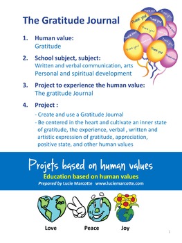 Preview of The Gratitude Journal - A project based on human values