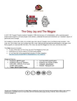 Preview of The Gray Jay and The Magpie - story book, puppet template, video links