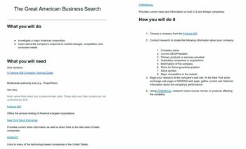 Preview of The Great American Business Search Assignment