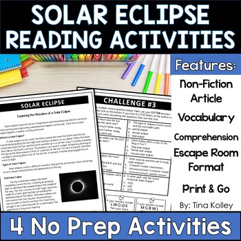 Preview of The Great North American Solar Eclipse 2024 Activities Earth Science Worksheets