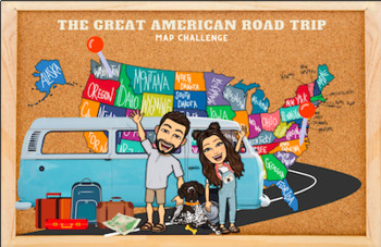 Preview of The Great American (USA) Road Trip Map Challenge (PE, K-12, Higher Ed., Etc.)