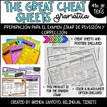 Preview of The Great Cheat Sheets - Gramática 4to gr. (Spanish)