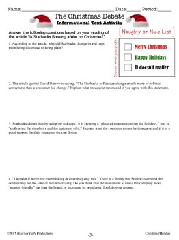 The Great Christmas Debate! *An Informational Text Activity!!* by