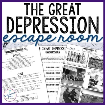 Preview of The Great Depression 1930s America Escape Room