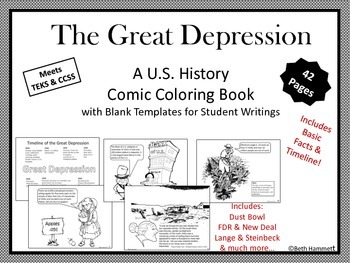 The Great Depression: A U.S. History Comic Coloring Book | TpT
