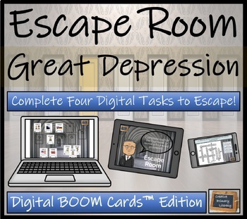Preview of The Great Depression BOOM Cards™  Digital Escape Room Activity