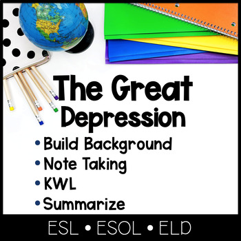 Preview of The Great Depression - Background for Newcomers, MLs, ELs, ELD