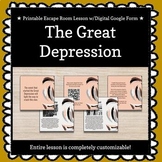 ★ Printable ★ Great Depression Customizable Escape Room / 