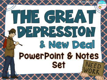 Preview of The Great Depression & New Deal PowerPoint and Notes Set