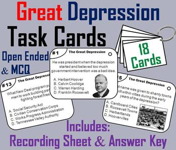 Preview of The Great Depression Task Cards Activity