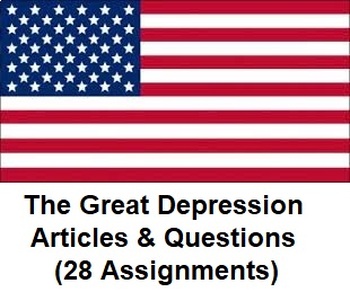 Preview of The Great Depression Unit Articles & Questions (28 WORD Assignments)