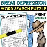 The Great Depression Word Search Puzzle US History Word Se