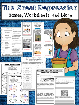 The Great Depression: Worksheets, Question and Answer ...