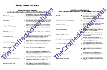 Preview of The Great Depression & World War II Study Guide