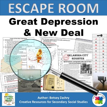 Preview of The Great Depression and New Deal Escape Room Activity