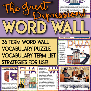 Preview of The Great Depression and New Deal Word Wall Vocabulary Puzzle