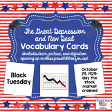 The Great Depression and The New Deal Vocabulary Cards