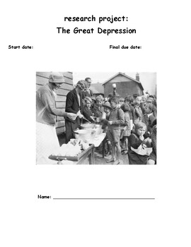Preview of The Great Depression research project