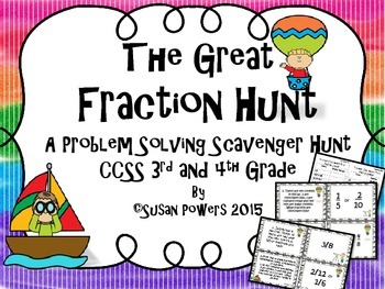 Preview of The Great Fraction Scavenger Hunt for 3rd and 4th Grade with Word Problems