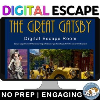 Preview of The Great Gatsby Digital Escape Room Review Game Activity