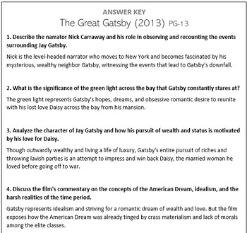 Preview of The Great Gatsby (2013) - Movie Questions