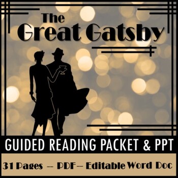 Preview of The Great Gatsby Unit Guided Reading Packet PLUS PowerPoint