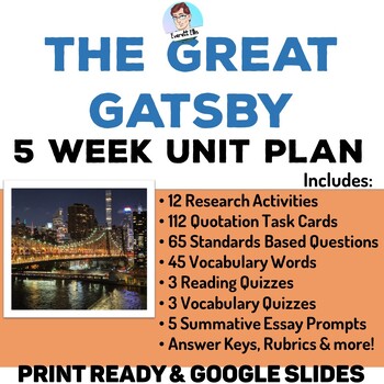 Preview of The Great Gatsby 5 Week Novel Unit Plan