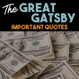 The Great Gatsby After Reading Activities — Important Quot