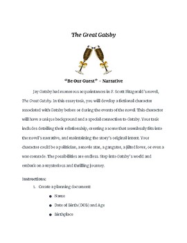 Preview of The Great Gatsby - "Be Our Guest" Narrative - Character Creation