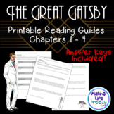 The Great Gatsby Ch. 1-4 Reading Guides | Novel Study Unit