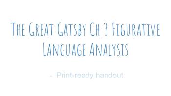 Preview of The Great Gatsby Ch 3 Figurative Language Analysis 