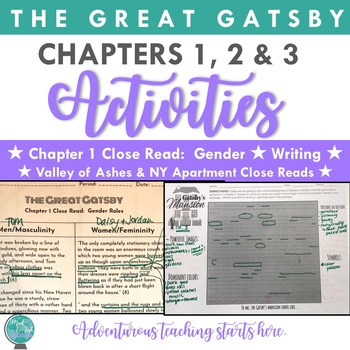 Preview of The Great Gatsby:  Chapter 1, 2, and 3 Lessons & Activities {EDITABLE}